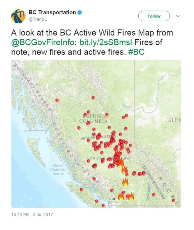 2017 B.C. Wildfires Map