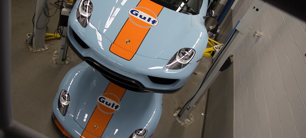 Vaughn Wyant's two Porsche 918 Spyders in the factory authorized unique Gulf livery